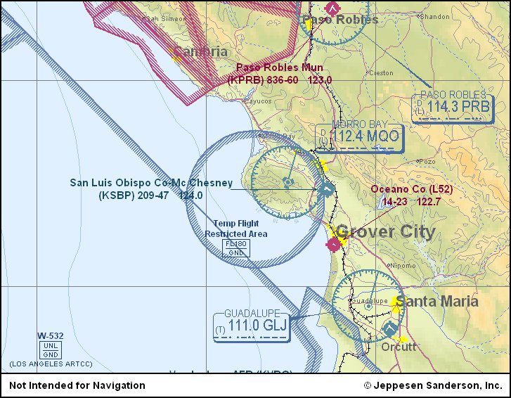 Diablo Canyon Map
Diablo Canyon Nuclear Power Plant - 12 miles WSW of San Luis Obispo, CA.

FAA has issued a NOTAM (FDC 1/1980) prohibiting all General Aviation flights within a 10 nautical mile radius and below 18,000 feet of numerous nuclear sites throughout the United States.
Keywords: Diablo Canyon Nuclear Power Plant