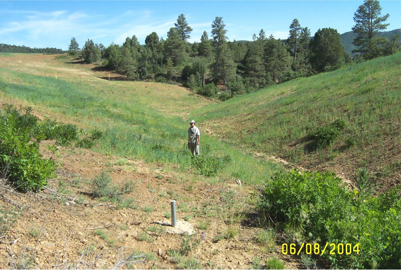 Durango Cell
Inspector marks the location of missing boundary monument BM6; the north witness
corner is in the foreground.
