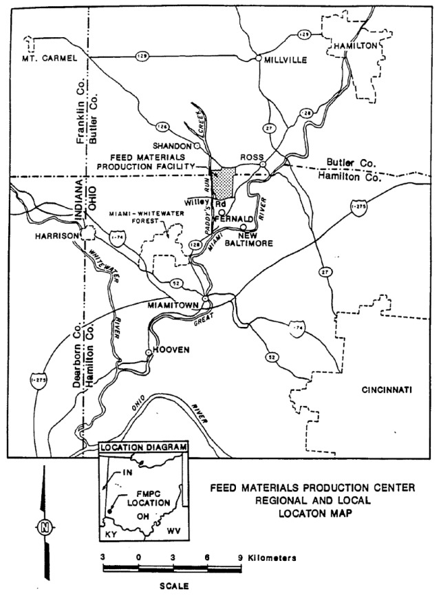 Fernald Environmental Project (FEMP)
The Fernald Environmental Project (FEMP) encompasses 1,050 acres located in south western Ohio, approximately 18 miles north west of Cincinnati. 
Keywords: Fernald Closure Project Fernald Green Salt Plant, Feed Materials Production Center, Fernald, Ohio (FEMP)