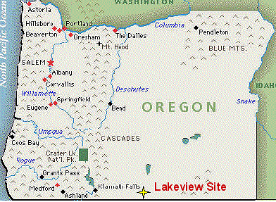 The Lakeview mill site is located about one mile northwest of the City of Lakeview in Lake County, Oregon, and immediately west of U.S. 395. It is in a broad valley north of Goose Lake.
