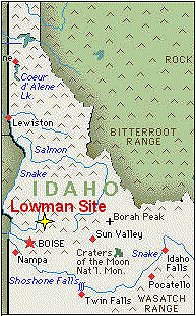 The Lowman mill site is in north-central Boise County, Idaho, about 73 miles northeast of the City of Boise. It is in the Boise National Forest one-half mile northeast of the village of Lowman (on State Road 21).
The Idaho batholith igneous complex extends about 300 miles N-S by 50 to 100 miles E-W in southwestern Idaho. It is comprised mainly of large intrusive bodies of medium to coarse-grained granite, quartz monzonite, and granodiorite. Pegmatite dikes are common in the granites. In this terrain, stream gravels and higher bench gravels contain placer deposits composed primarily of resistant, heavy-mineral grains (black sand) that were released from the batholithic rocks by weathering (decomposition and erosion). Placer deposits that formed in valleys that drain weathered quartz-monzonite outcrops contain a higher percentage of thorium-bearing minerals. These placers were mined for monazite (a thorium-bearing mineral) in the period 1903-1910 and again in the late 1940s. The thoria content of Idaho monazite is reported to be somewhat lower than other available commercial monazite concentrate.
Keywords: Lowman UMTRA