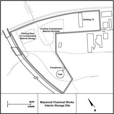 SITE MAP
Maywood Chemical Works (FUSRAP Site)

Maywood Chemical Works is located in a highly developed area of Bergen County in New Jersey. Maywood Chemical Works extracted thorium and rare earth elements from monazite sands fro use in commercial properties until 1956. Radioactive waste migrated to surrounding areas throughout the sites operation, contaminating both soil and water. Stephan Company acquired Maywood Chemical Works in the 1950s and initiated cleanup efforts. In the 1980s, contamination in the form of thorium, uranium and radium as well as some heavy metals and rare earth elements, were still found onsite. In 1984, the site was added to the Formerly Utilized Sites Remedial Action Program (FUSRAP). The FUSRAP Program was transferred to the United States Army Corps of Engineers (USACE) in 1997, in accordance with the Energy and Water Appropriations Act of 1998. Cleanup responsibilities transferred at that time from DOE-EM to the USACE.
