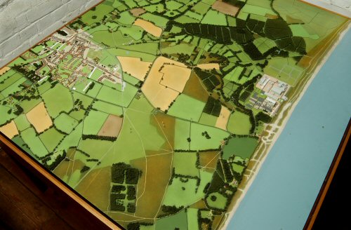 Model of Leiston and Sizewell
The nuclear power station at Sizewell is on the right, the town of Leiston on the left, with seemingly 'ageless' farmland in between.
Keywords: Sizewell Suffolk UK
