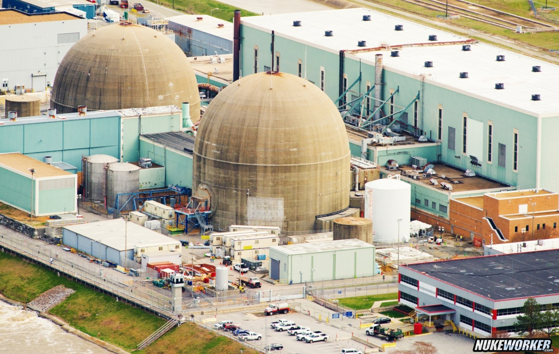 Click to view full size image
==============
Surry 1 and Surry 2
The Surry 1 and Surry 2 nuclear power generation stations operated by Dominion Virginia Power are seen March 24, 2011, in Surry, Virginia, in this aerial photo.
Surry 1 and Surry 2
The Surry 1 and Surry 2 nuclear power generation stations operated by Dominion Virginia Power are seen March 24, 2011, in Surry, Virginia, in this aerial photo.