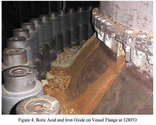 Davis Bessie Nuclear Power Plant
This undated photo shows corrosion on the reactor lid at the Davis-Besse nuclear plant in Toledo, Ohio. The corroded reactor head of the plant would have been able to withstand more pressure than normal and continue operating safely for several months beyond the time that the plant was shut down, federal regulators said Tuesday, May 4, 2004.
Keywords: Davis Bessie Nuclear Power Plant
