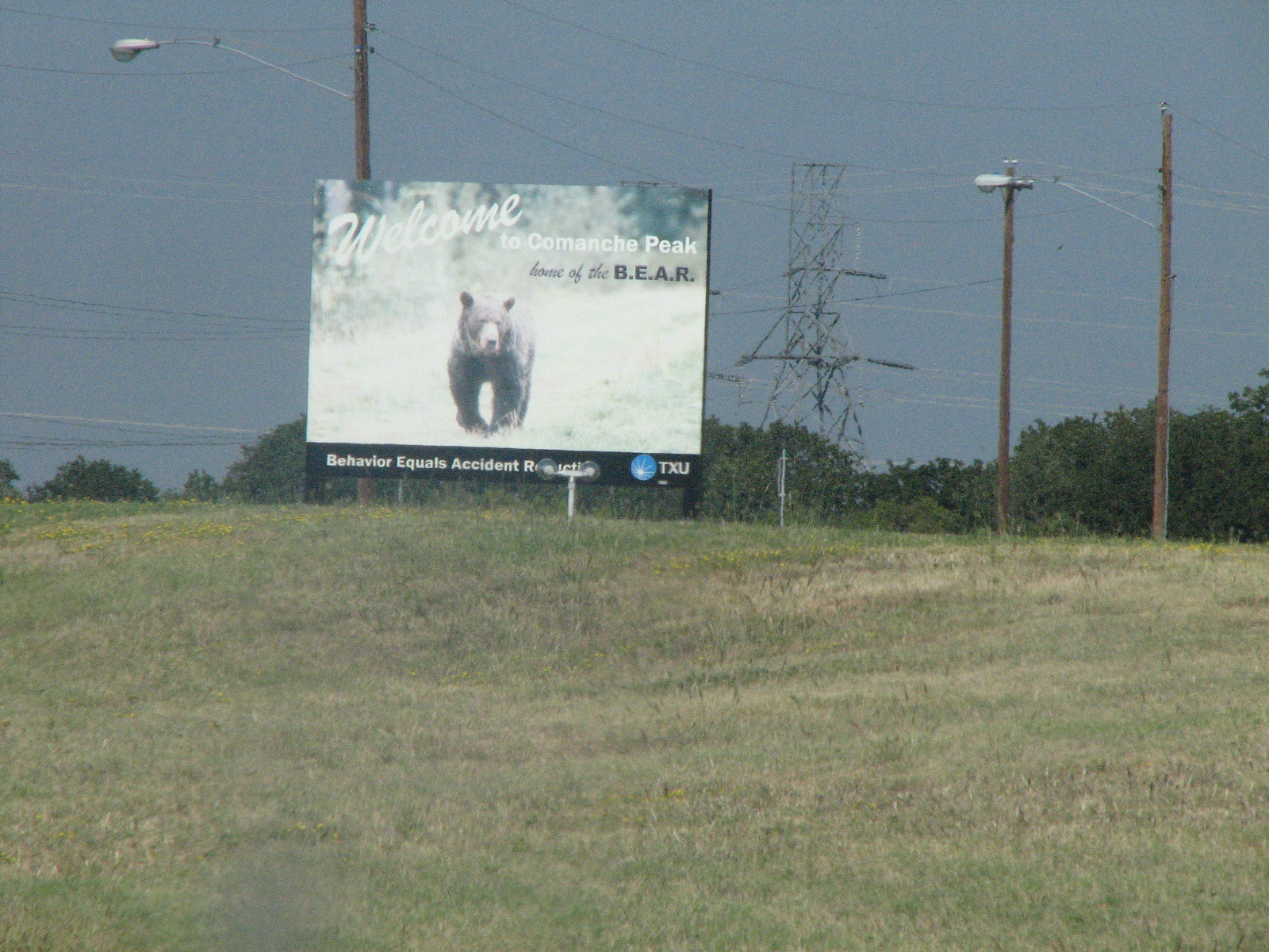 Comanche Peak Entrance BEAR Program sign
