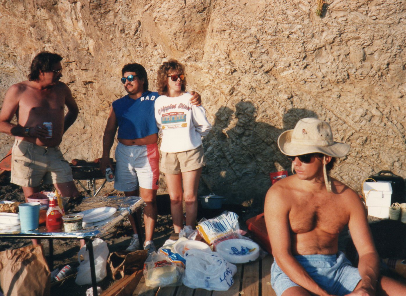 Shell Beach party ~1988
John Mojica cooking tri-tip with Sheila and me wondering where the future ex-wife is.
