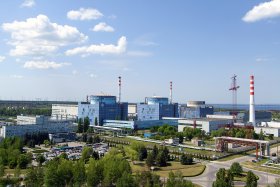 Khmelnitskiy plant complex from above with stacks