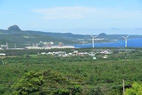 Maanshan site with wind turbines on hills